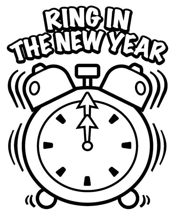 New Year, : A New Ring in the New Year Coloring Page