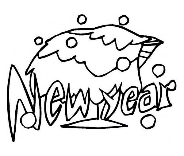 New Year, : Celebrating New Year with a Glass of Campagne Coloring Page
