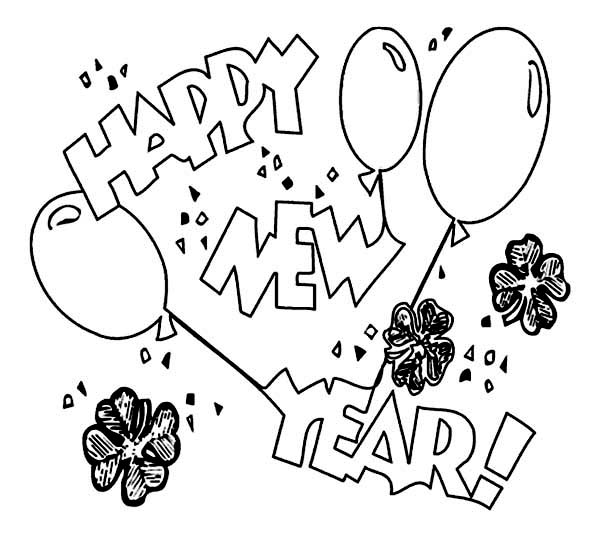 New Year, : Irish Shamrocks New Year Celebration Coloring Page