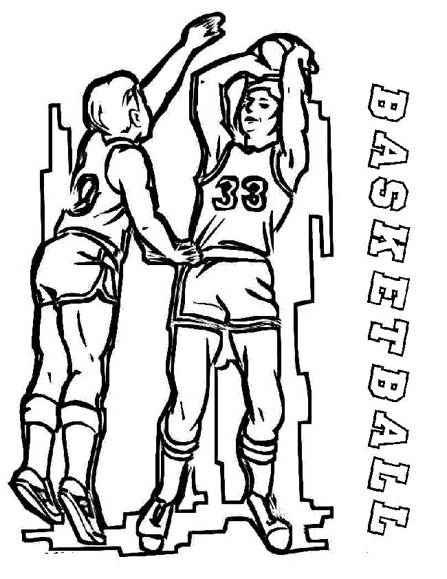 Basketball, : Kid Blocking a firect shot basketball coloring page