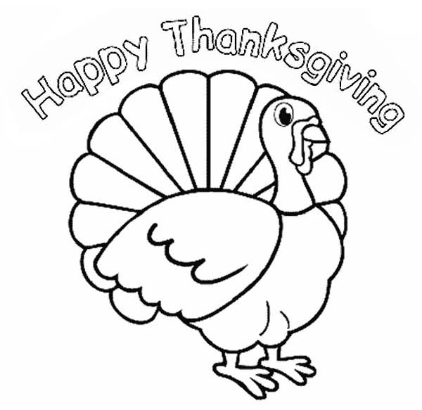 Thanksgiving Day, : Thanksgiving Day Turkey Says Happy Thanksgiving to All Coloring Page