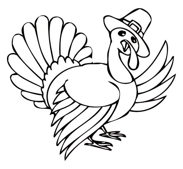 Thanksgiving Day, : Thanksgiving Day Turkey in Action Coloring Page