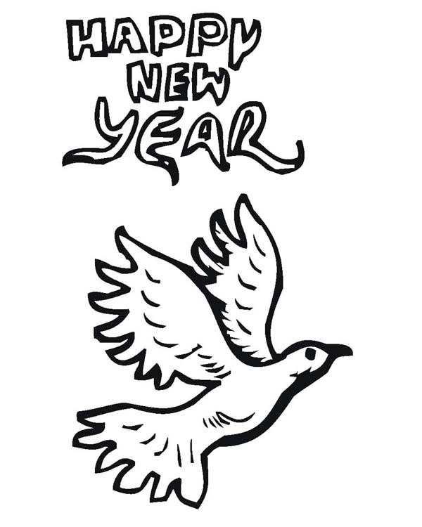 New Year, : The Pigeon Says Happy New Year to Everyone Coloring Page