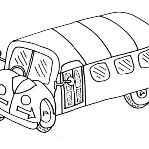 School Bus, A Cartoon Drawing Of School Bus Coloring Page: A Cartoon Drawing of School Bus Coloring Page