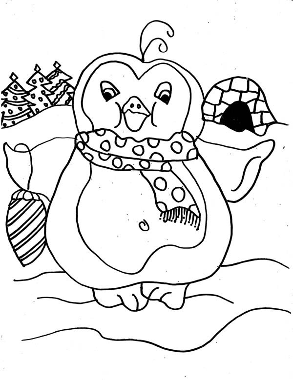 Penguins, : A Cute Girly Penguin Go on Shopping Coloring Page