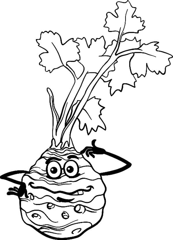 Fruits and Vegetables, : A Funny Beetroot Vegetables Coloring Page