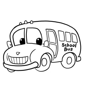 School Bus, A Funny School Bus Ready To Work Coloring Page: A Funny School Bus Ready to Work Coloring Page