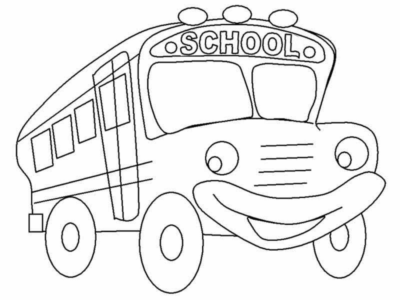 School Bus, A Funny School Bus As Cartoon Character Coloring Page: A Funny School Bus As Cartoon Character Coloring PageFull Size Image