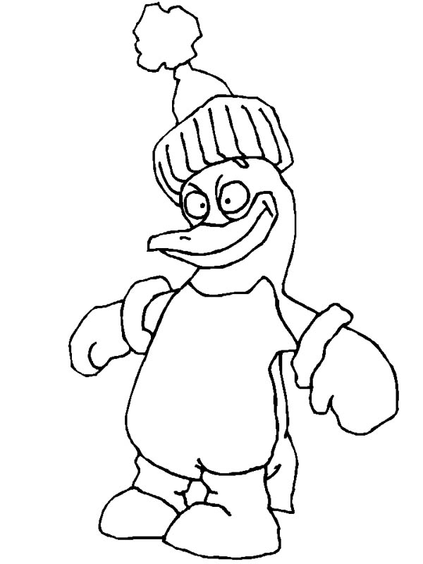 Penguins, : A Hilarious Penguin in Winter Outfit Coloring Page