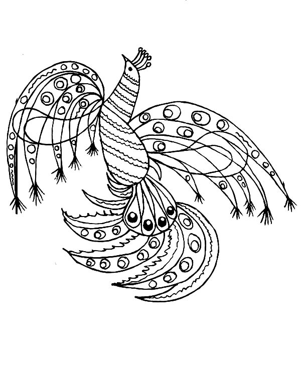 Peacock, : A Wonderful Peacock Art Graphic Coloring Page