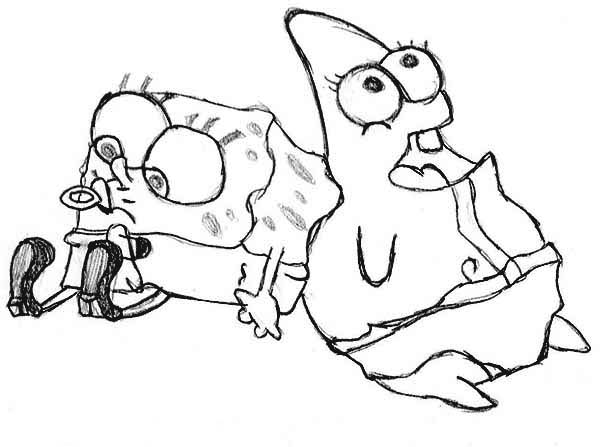 SpongeBob SquarePants, : Baby SpongeBob and Baby Patrick Coloring Page