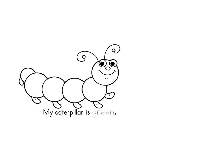 Caterpillars, : Happy Caterpillar Called Green Coloring Page