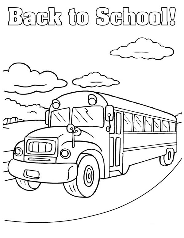 School Bus, : It is Back to School Time in School Bus Coloring Page