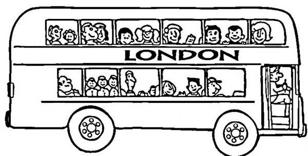 School Bus, : Its London Double Decker School Bus Coloring Page