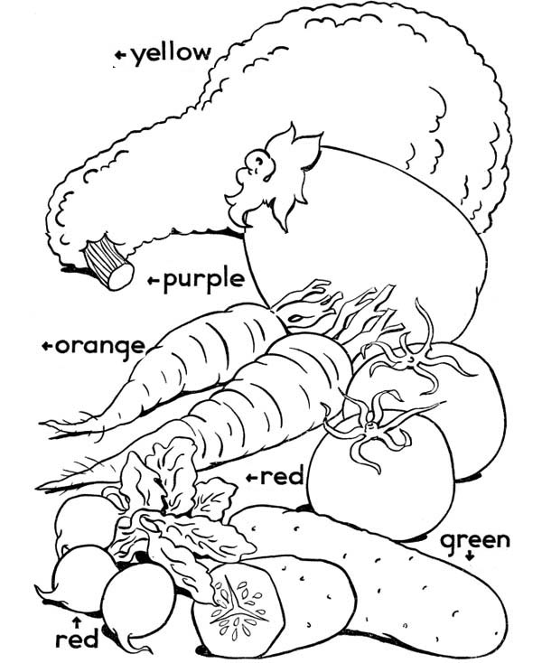 Fruits and Vegetables, : Lets Color All the Fruits Coloring Page