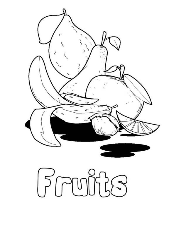 Fruits and Vegetables, : Lets Eat the Healthy Fruits Coloring Page