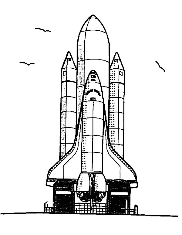 Space Shuttle, : NASA Space Shuttle in Houston Space Center Coloring Page