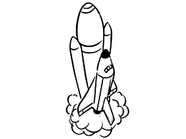 Space Shuttle, : Space Shuttle Ignite Its Rocket Booster Coloring Page