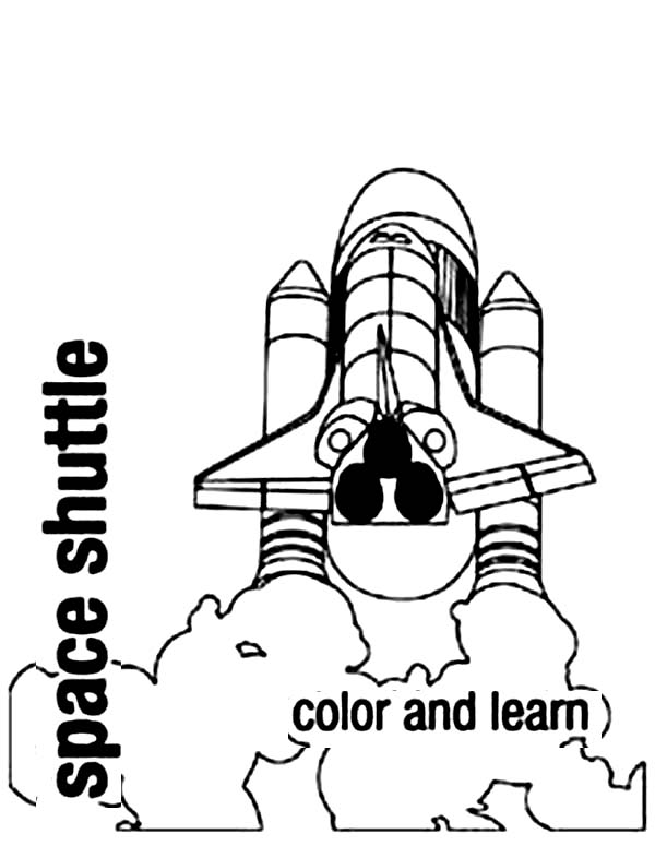 Space Shuttle, : Space Shuttle Launched After the Countdown Coloring Page