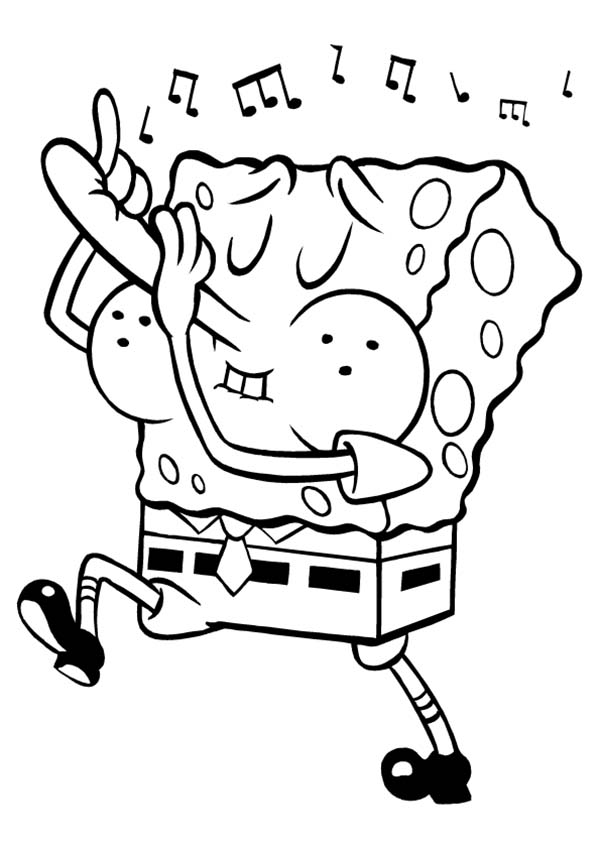 SpongeBob SquarePants, : SpongeBob Playing Flute with His Nose Coloring Page