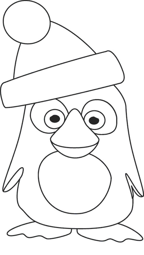 Penguins, : This Cute Penguin Ready for Christmas Coloring Page
