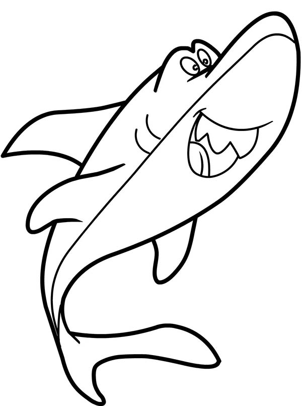 Sharks, : This Funny Shark is Getting Laugh Coloring Page