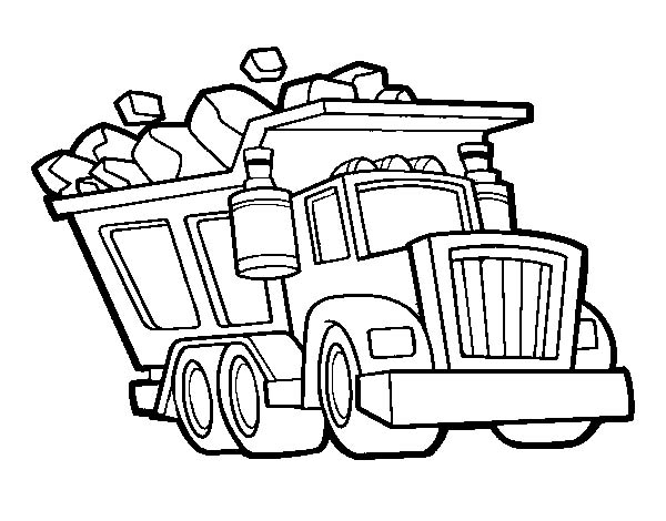 Trucks, : dump-truck-loaded-wit-tons-of-rocks-coloring-page.jpg