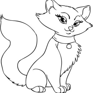 Kitty Cat, A Beautiful Female Kitty Cat Stands Elegantly Coloring Page: A Beautiful Female Kitty Cat Stands Elegantly Coloring Page