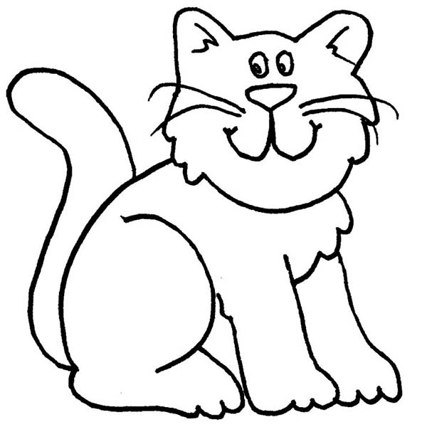 Kitty Cat, : A Cartoon Drawing of Funny Kitty Cat Coloring Page