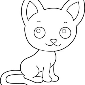 Kitty Cat, A Cute Kitty Cat With A Big Ears Coloring Page: A Cute Kitty Cat with a Big Ears Coloring Page