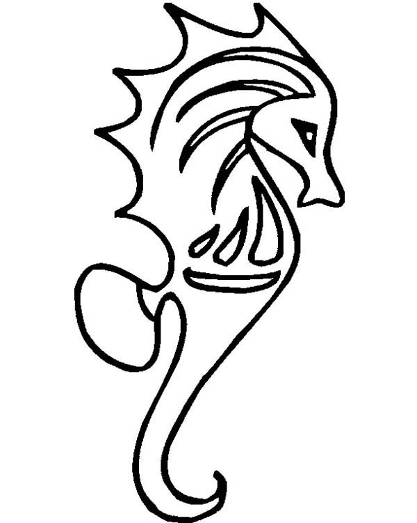 Seahorse, : A Drawing of Seahorse in Art Graphic Style Coloring Page