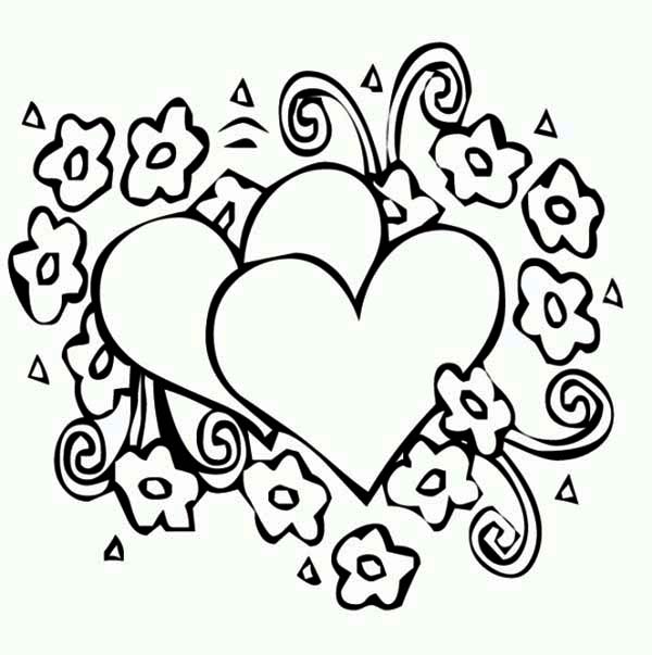 Valentine's Day, : An Artistic Valentine's Day Decoration Coloring Page