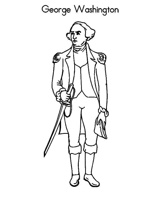 George Washington, : George Washington the Commanderof the Continental Army Coloring Page