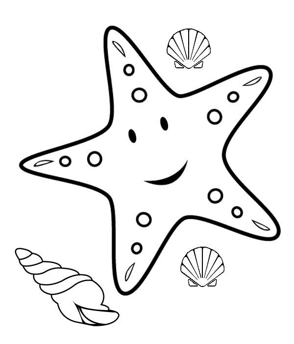 Starfish, : Happy Starfish Coloring Page