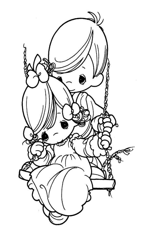 Precious Moments, : Hold Me Tight Precious Moments Coloring Page