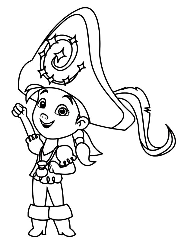 Jake and the Neverland Pirates, : Izzy Wearing a Big Captain Hat Coloring Page