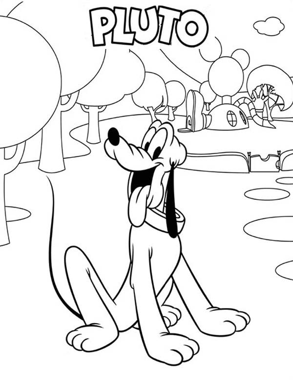 Mickey Mouse Clubhouse, : Meet the Funny Pluto in Mickey Mouse Clubhouse Coloring Page