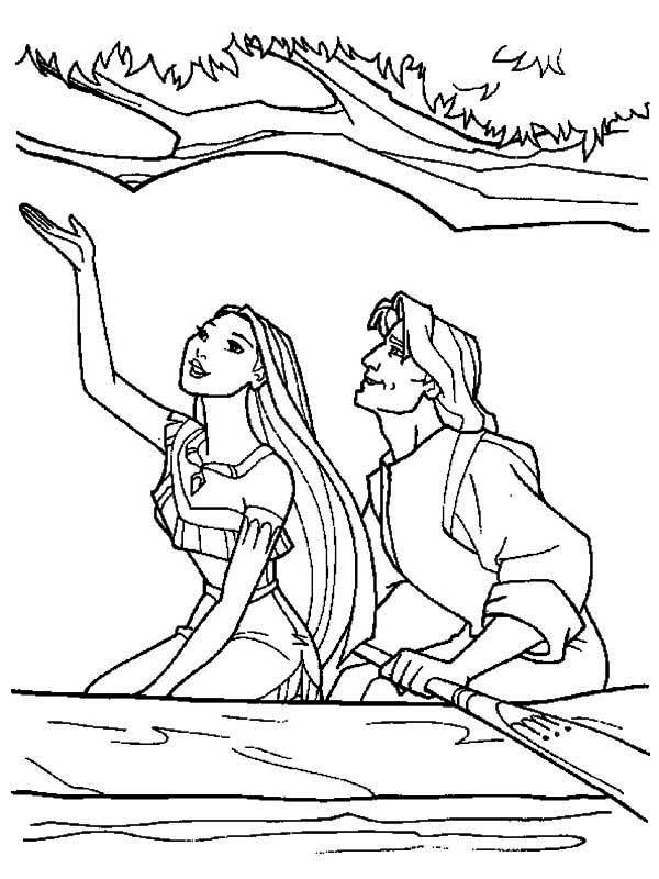 Pocahontas, : Pocahontas and John Smith Coloring Page