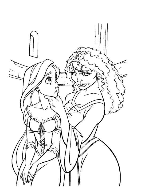 Rapunzel, : Rapunzel and Her Mom Coloring Page