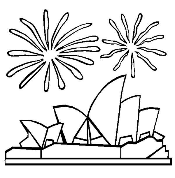 Australia Day, : Sidney Opera House During Australia Day Celebration Coloring Page