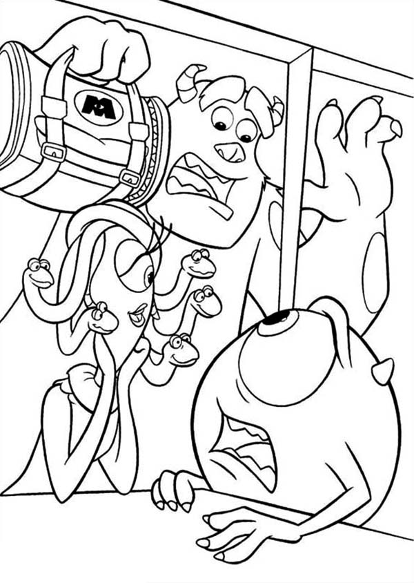 Monsters Inc, : Sulley Bring Mikes Lunch Bag in Monsters Inc Coloring Page