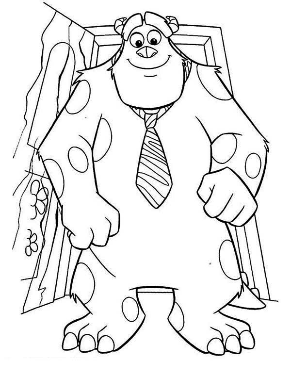 Monsters Inc, : Sulley Wearing Tie in Monsters Inc Coloring Page