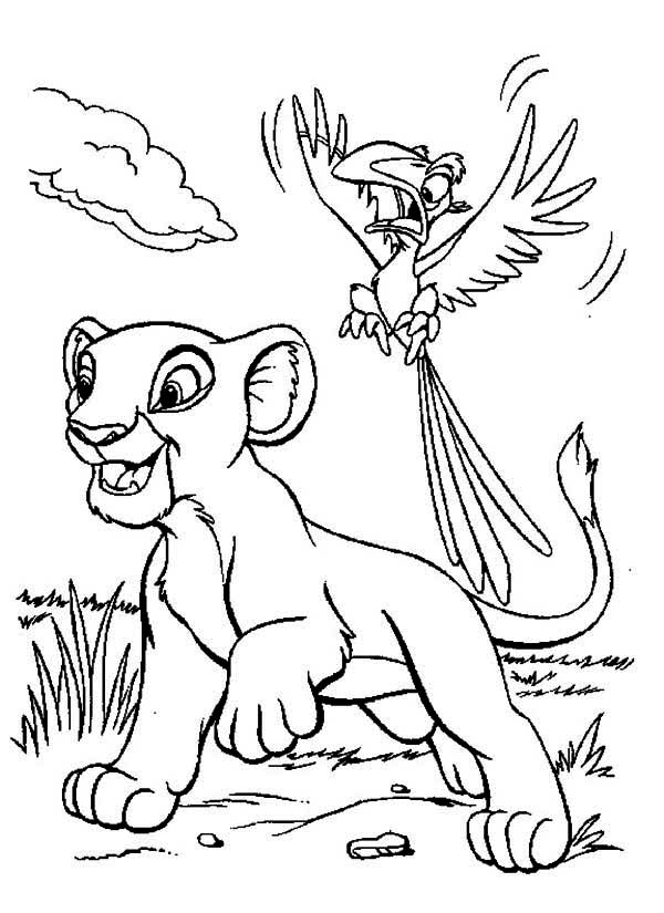 Lion King, : The Lion King Simba and Zazu Coloring Page