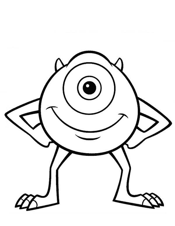 Monsters Inc, : The One Eyed Monster, Mike Wazowski from Monsters Inc Coloring Page