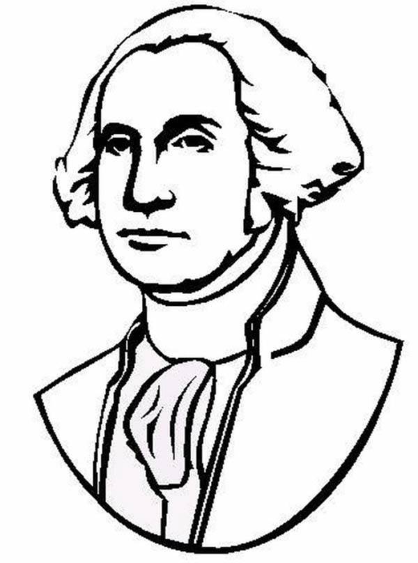 George Washington, : The Portrait of United States 1st President George Washington Coloring Page