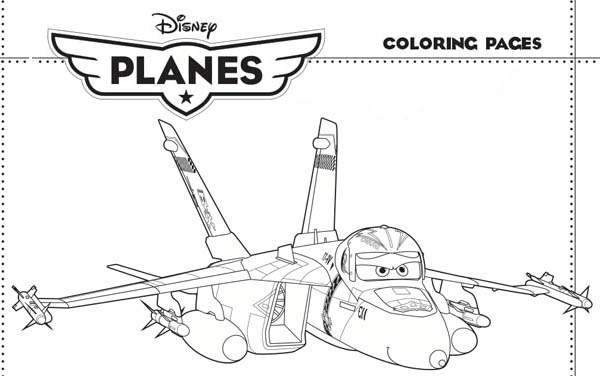 Disney Planes, : The Tough Jet Fighter Bravo in Disney Planes Coloring Page