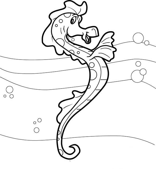 Seahorse, : This Cute Seahorse Singing the Song of the Sea Coloring Page
