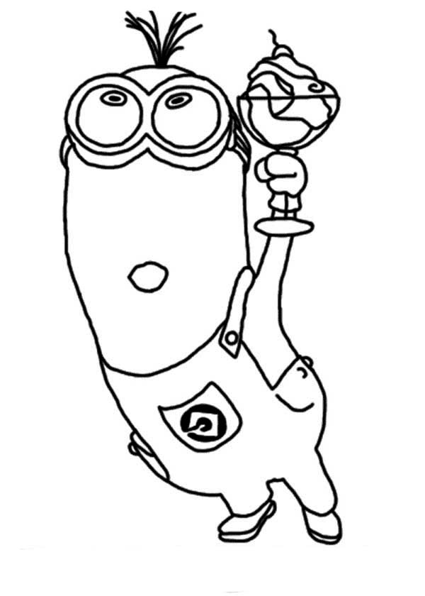 Minion, : Tim The Minion and Ice Cream Coloring Page