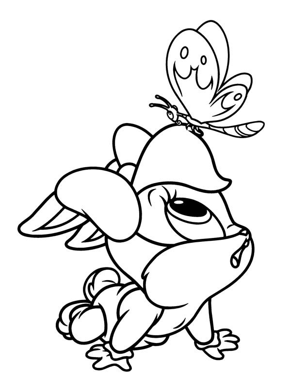 Baby Looney Tunes, : Baby Lola and a Butterfly in Baby Looney Tunes Coloring Page
