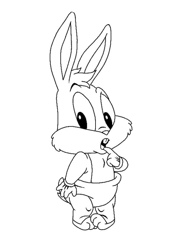 Baby Looney Tunes, : Cute Baby Bugs in Baby Looney Tunes Coloring Page